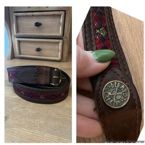 YRI Bermuda Golf Club Leather Belt Oil Tanned Harnessed Tartan Plaid 38 USA